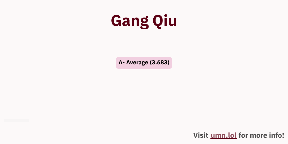 Gang Qiu | GopherGrades