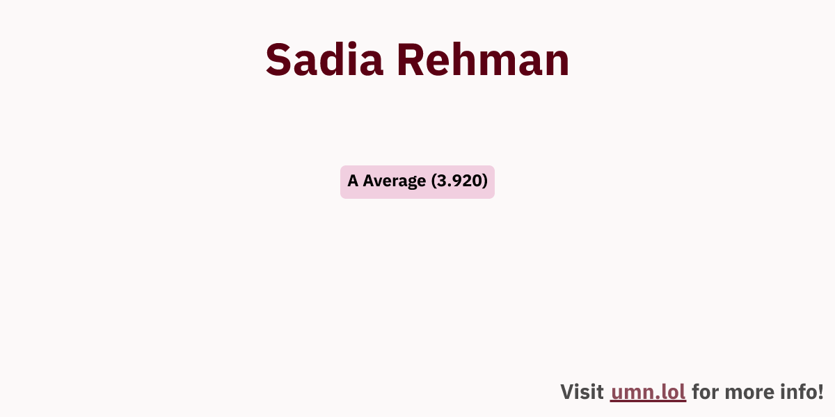 Sadia Rehman | GopherGrades