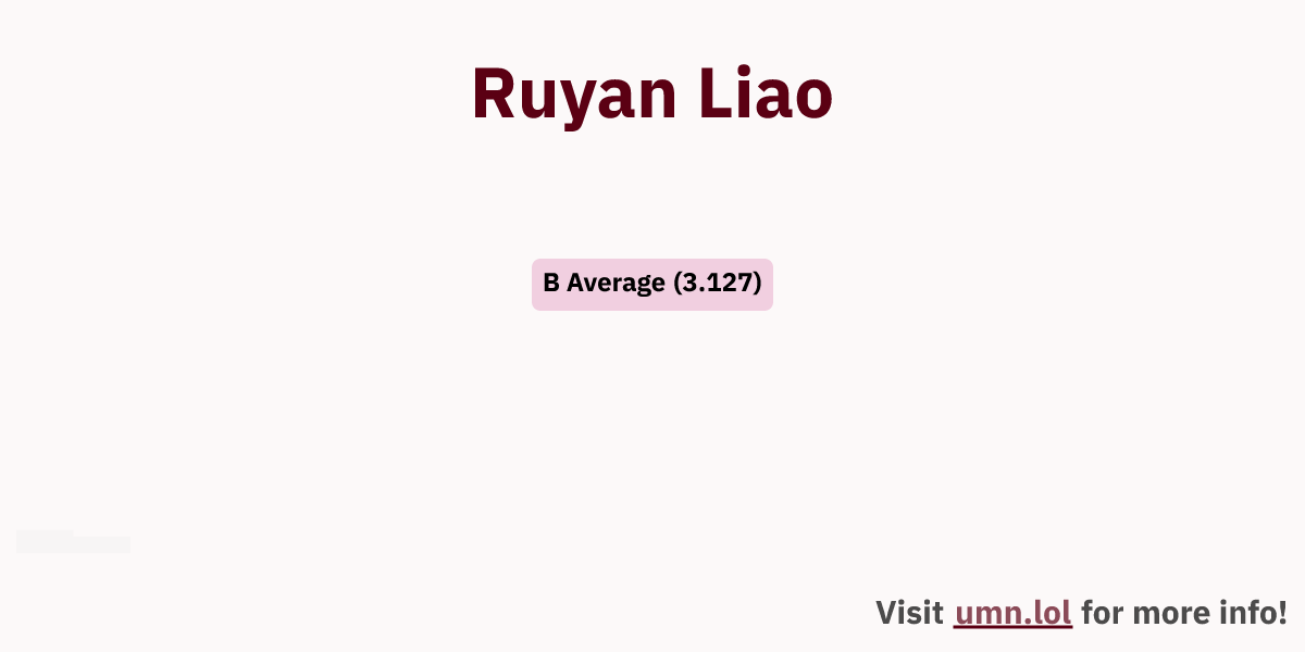 Ruyan Liao | GopherGrades