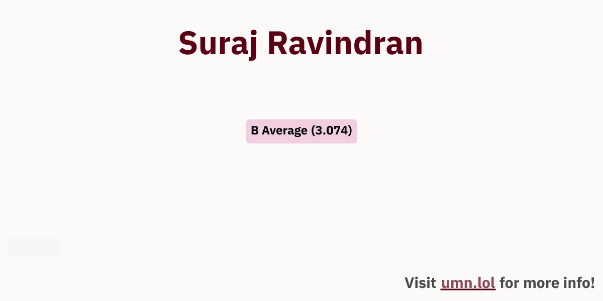 Suraj Ravindran | GopherGrades